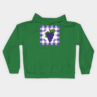 Grapes on White Violet Plaid Kids Hoodie